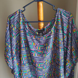 attention Scarf Print Poncho Top
